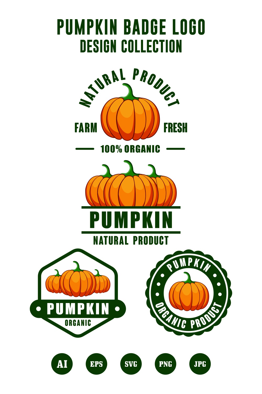 Set Badge pumpkin organic product logo - $4 pinterest preview image.