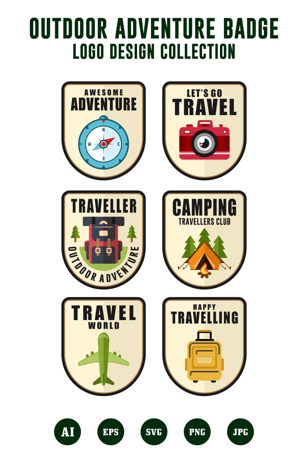 Set Outdoor adventure badge logo design collection - $5 pinterest preview image.