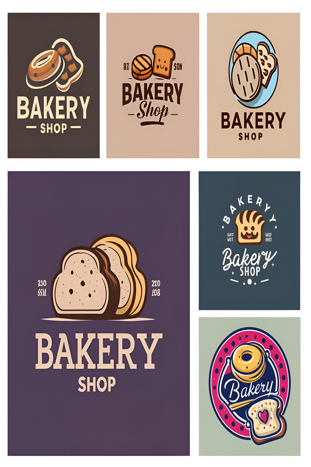 Bakery Shop - Logo Design Template Total = 06 pinterest preview image.