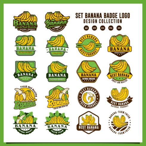 Set Banana vector badge logo design collection - $10 cover image.