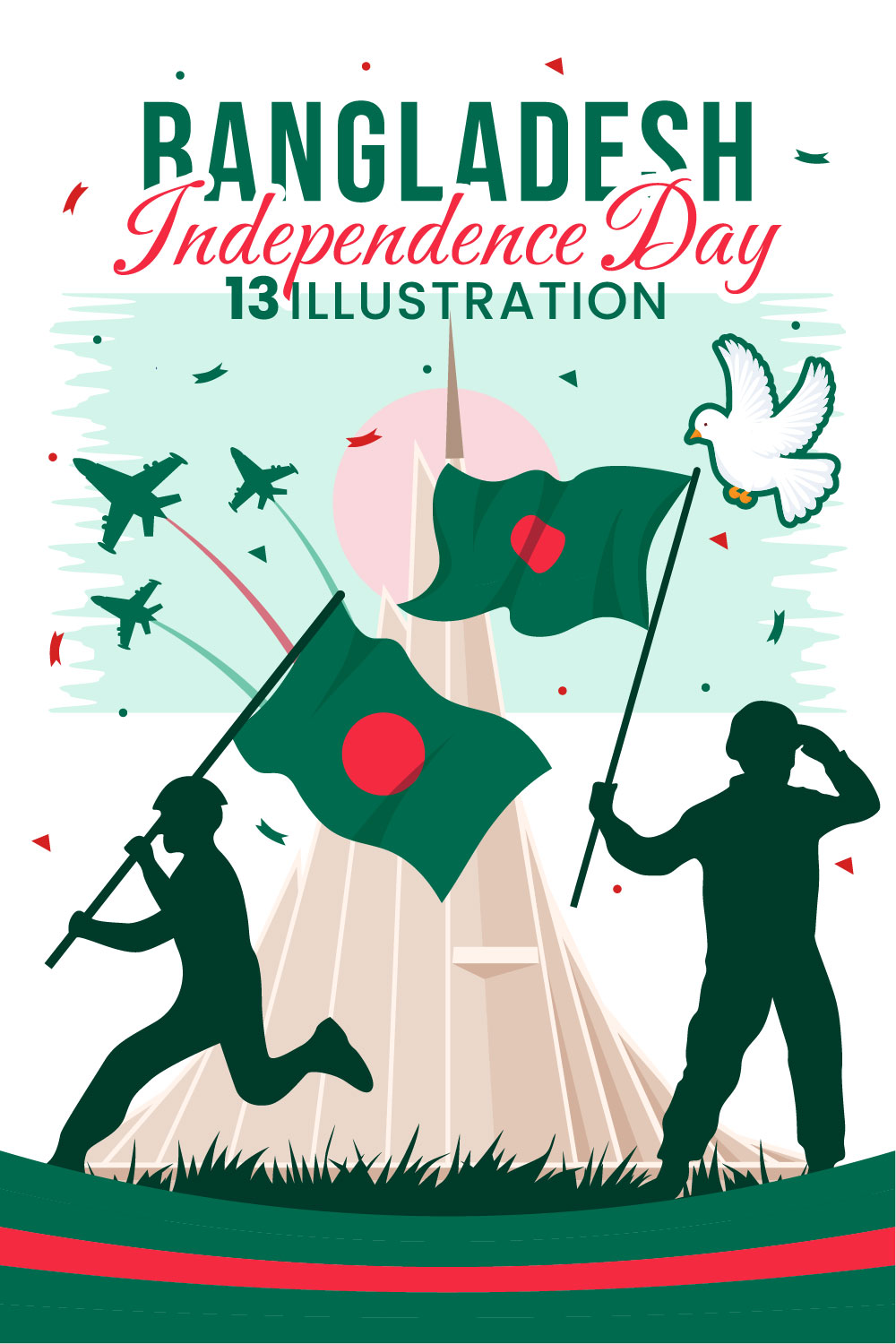 13 Bangladesh Independence Day Illustration pinterest preview image.
