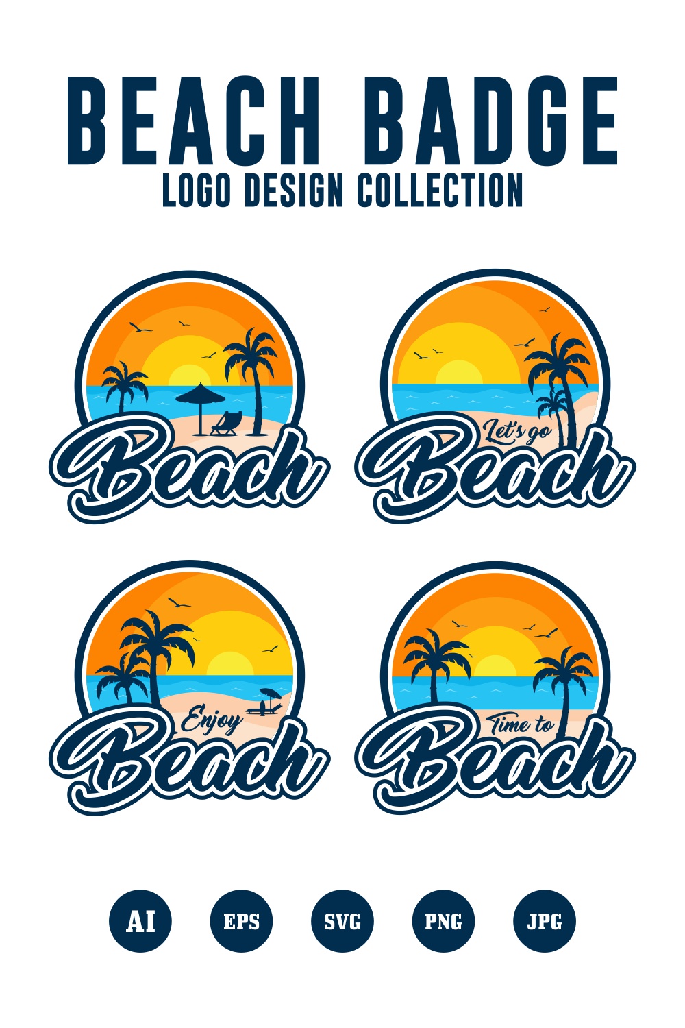 Set Beach badge logo design collection - $4 pinterest preview image.