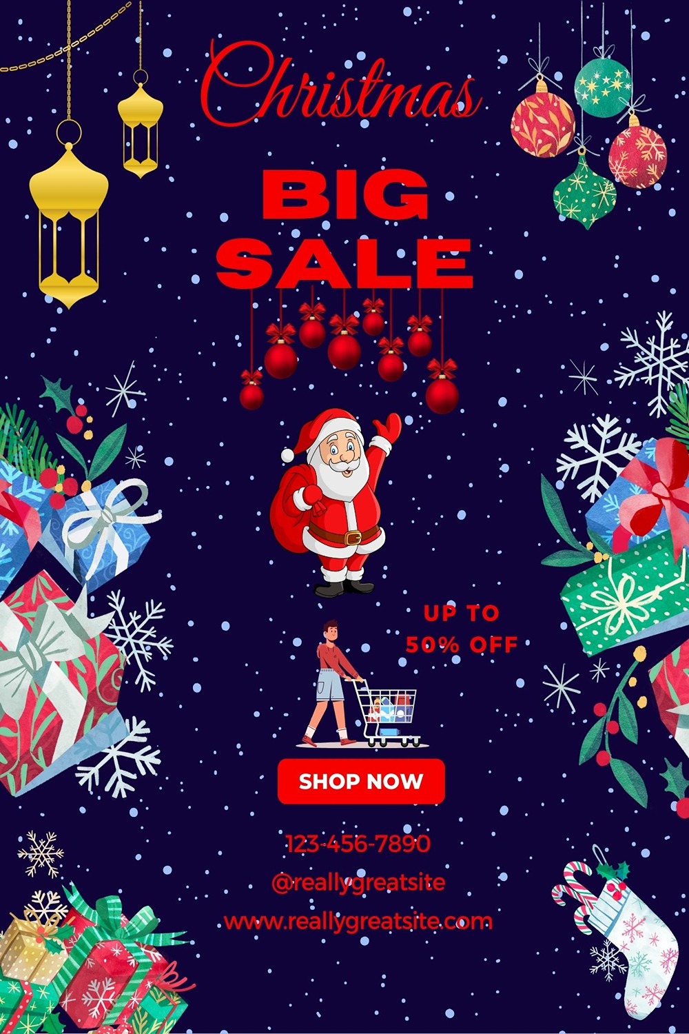 Christmas - Modern Sales Poster Design Template Total =04 pinterest preview image.