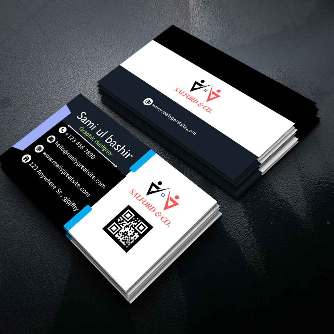 Clean and Modern professional business card template cover image.