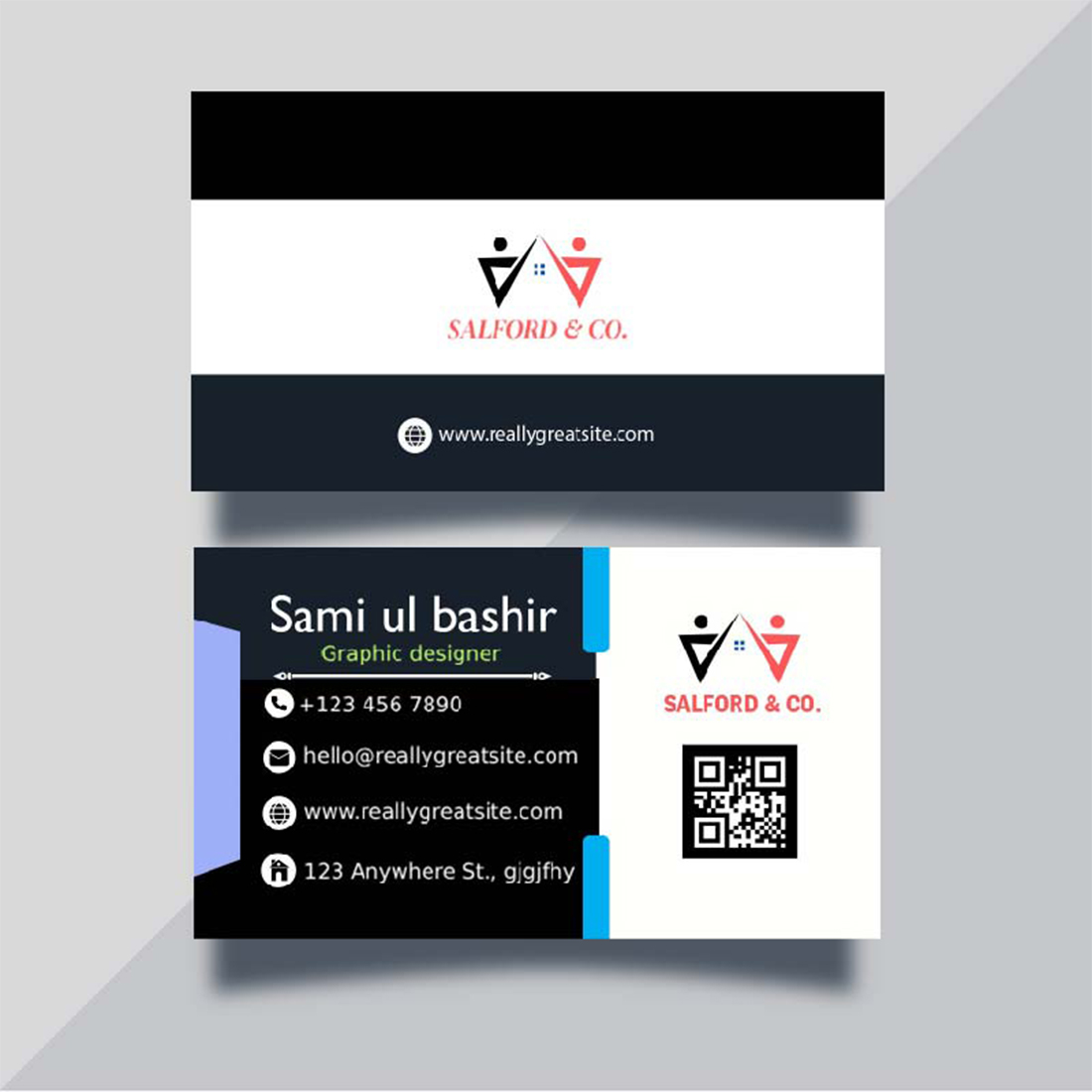 Clean and Modern professional business card template preview image.