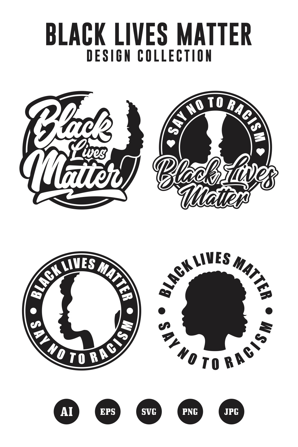 Set Black lives matters badge logo design collection - $6 pinterest preview image.