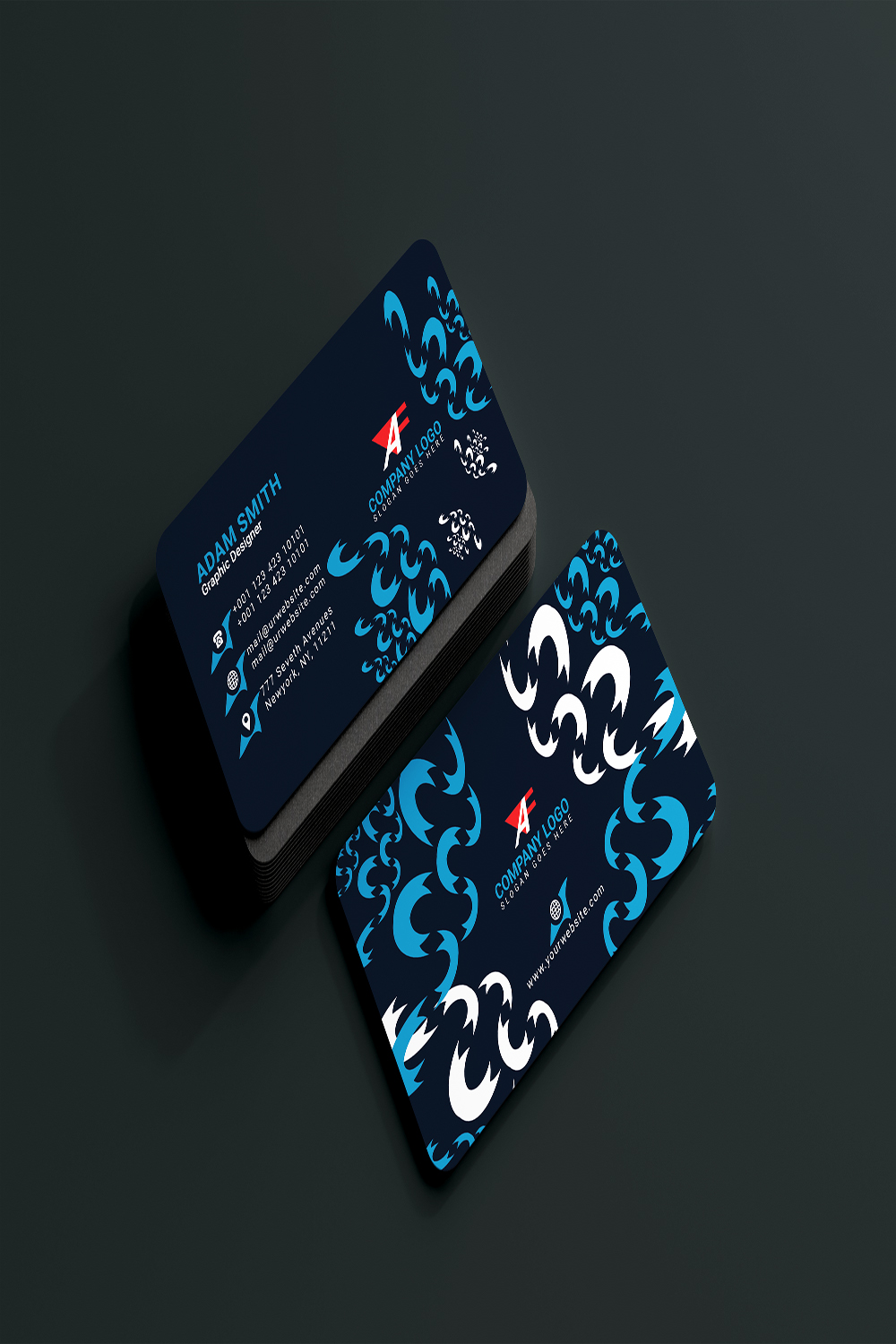 Creative Modern Colorful 4 Color Business Card 2024 pinterest preview image.