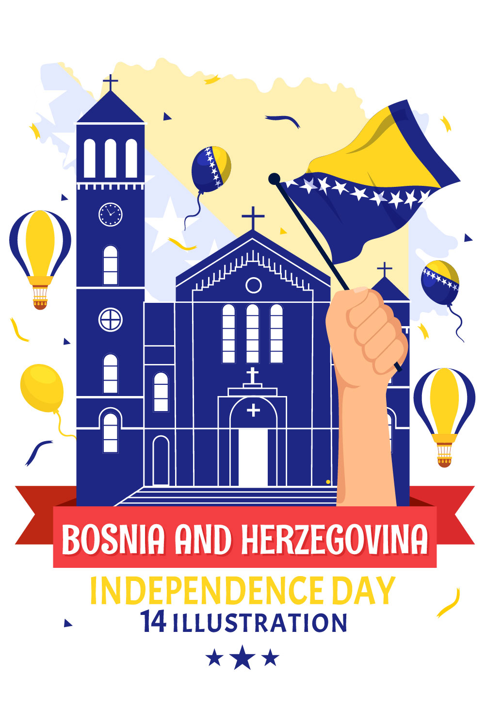14 Bosnia and Herzegovina Independence Day Illustration pinterest preview image.