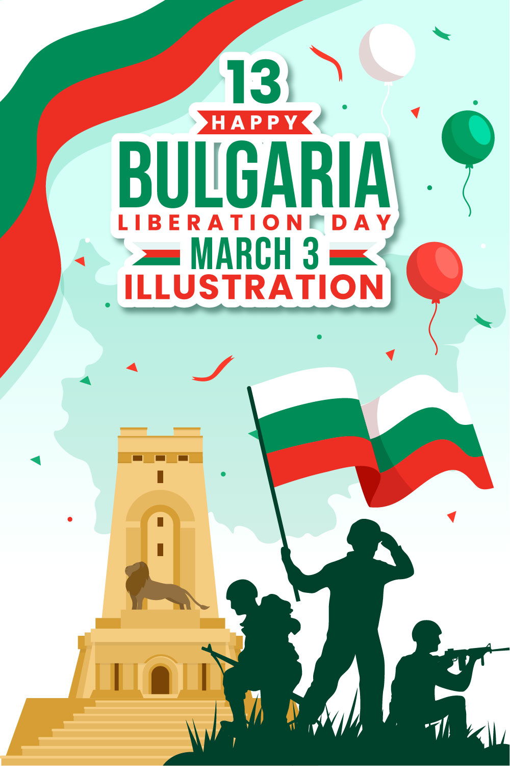 13 Bulgaria Liberation Day Illustration pinterest preview image.
