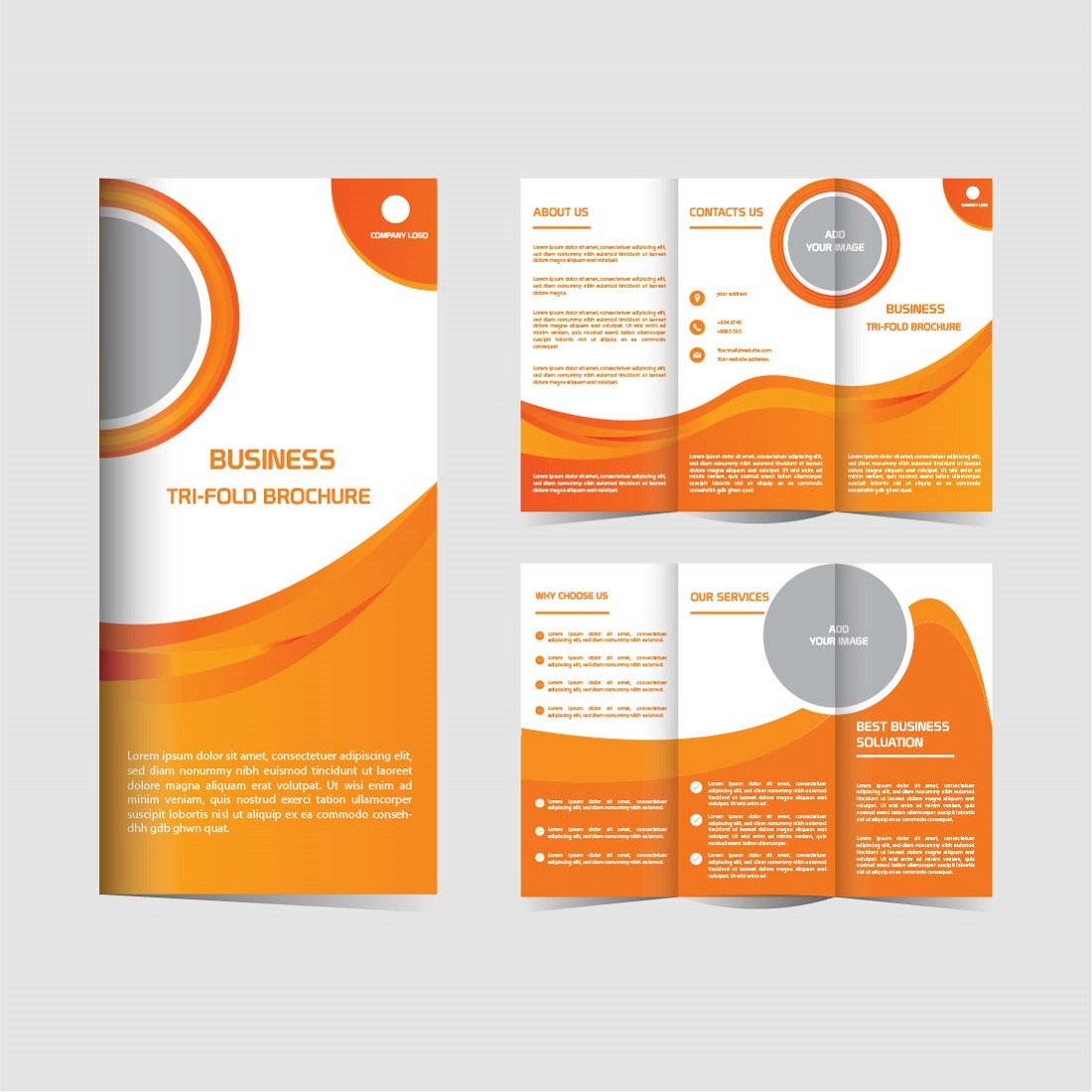 business tri fold brochure design set template editable and resizable 04 917