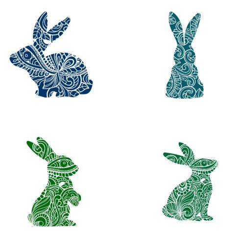 Decorative Bunny Set of 6 Stickers Muliti Colored DXF Files cover image.