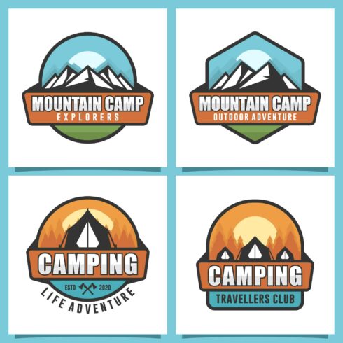 Set Camping outdoor adventure logo design - $4 cover image.