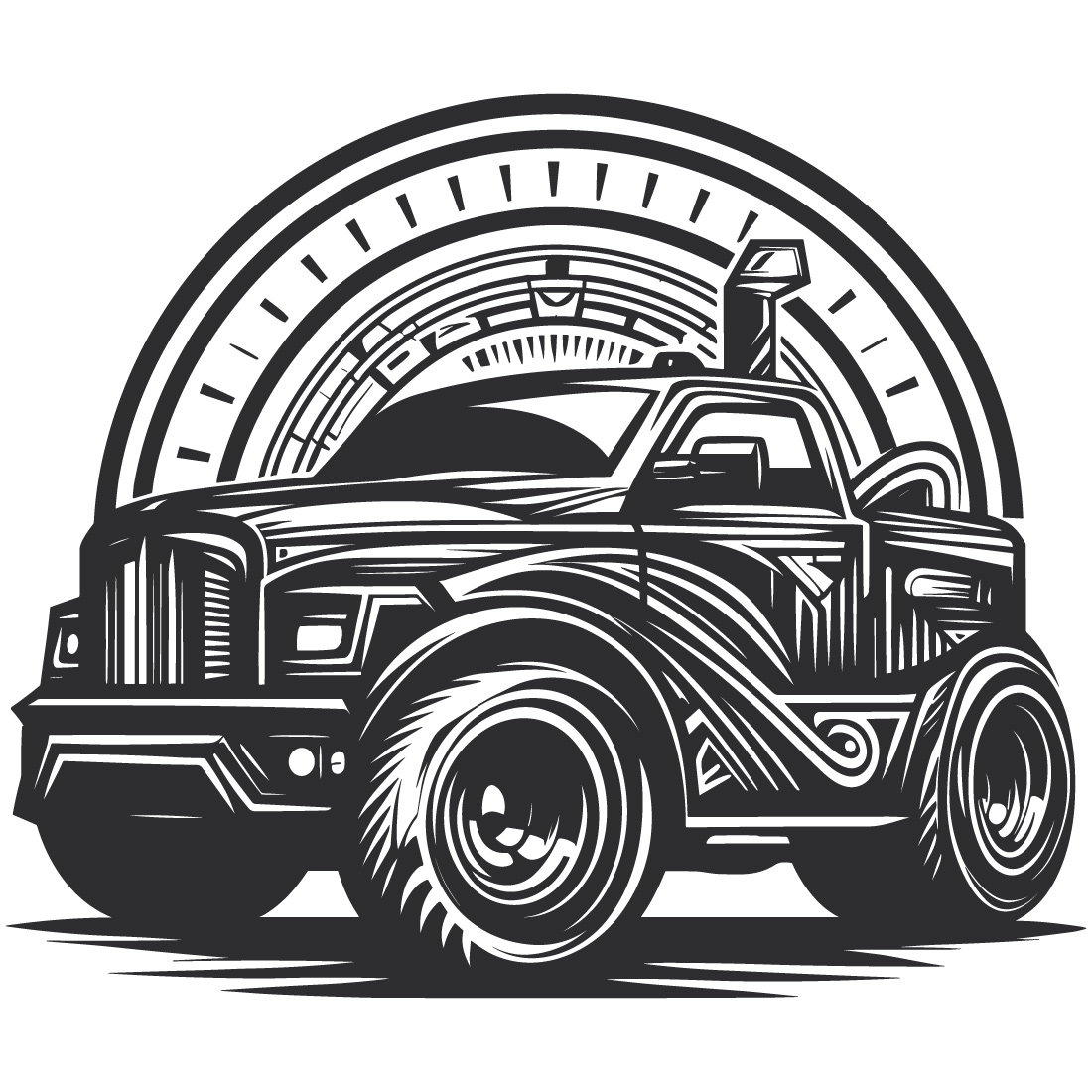 Retro muscle car vector illustration preview image.