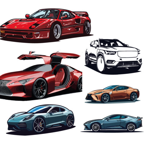 Vector illustration in flat style Urban, city cars and vehicles transport concept cover image.