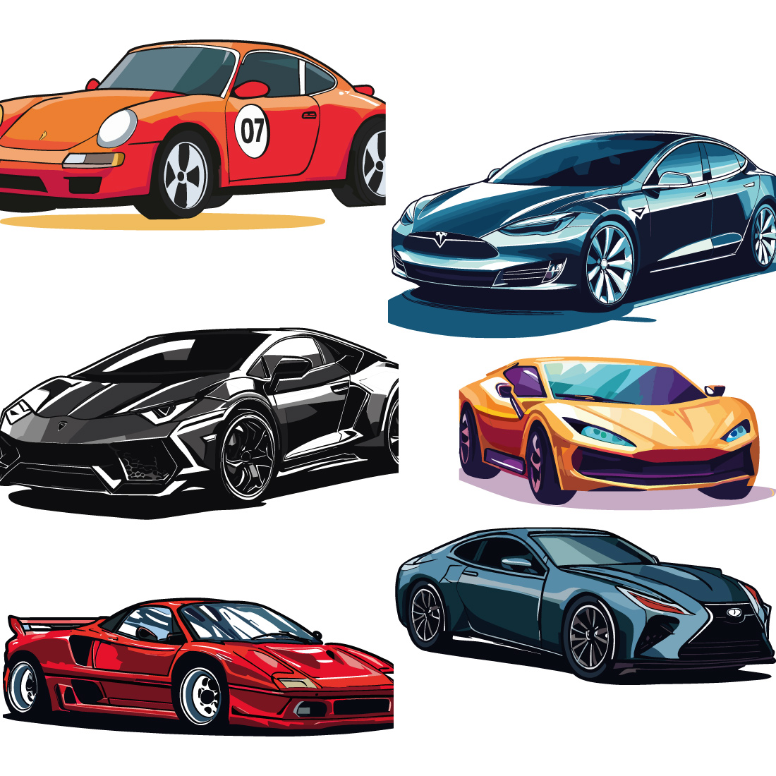 Vector illustrations retro cars collections preview image.