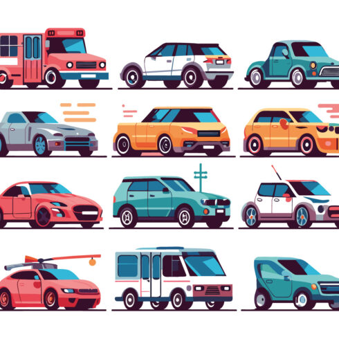 3d car icons isometric realistic, cars set of different models cover image.
