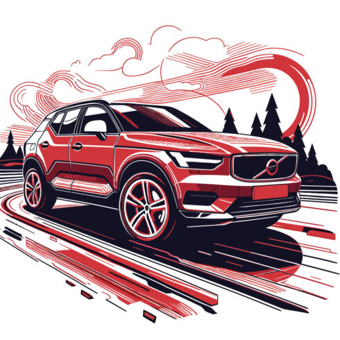 Red American Car Sketch Vector cover image.