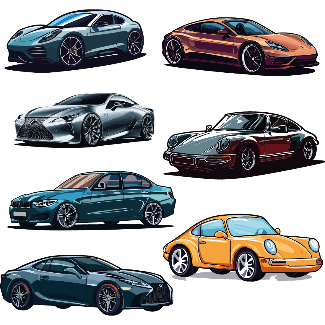 Car cartoon characters Set of characters preview image.