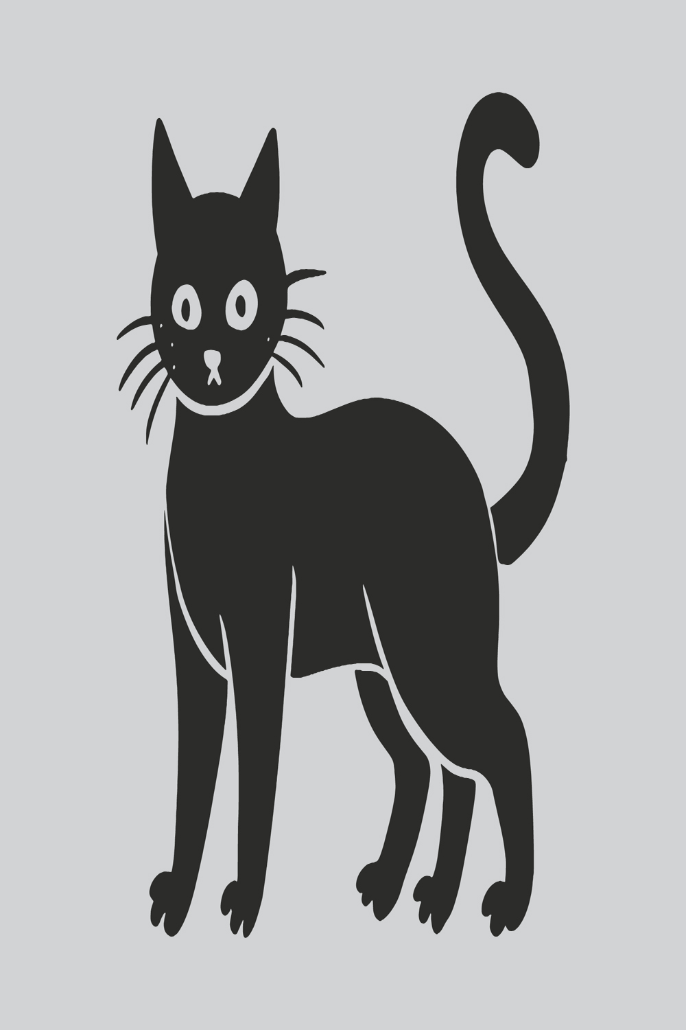 Hand drawn cat silhouette pinterest preview image.