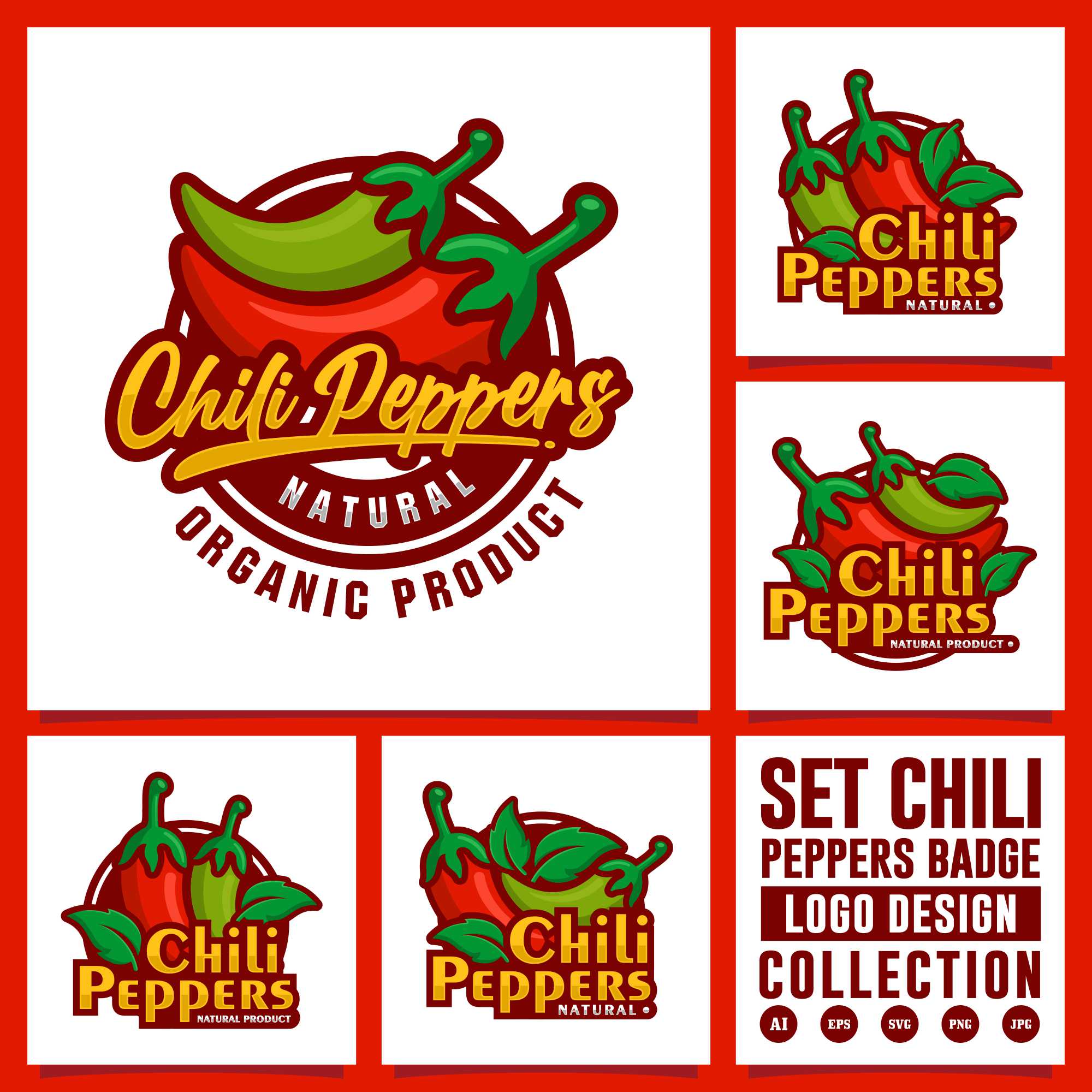 Set Chili pepper badge logo design collection - $6 cover image.