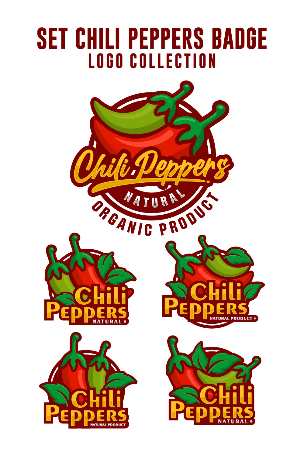 Set Chili pepper badge logo design collection - $6 pinterest preview image.