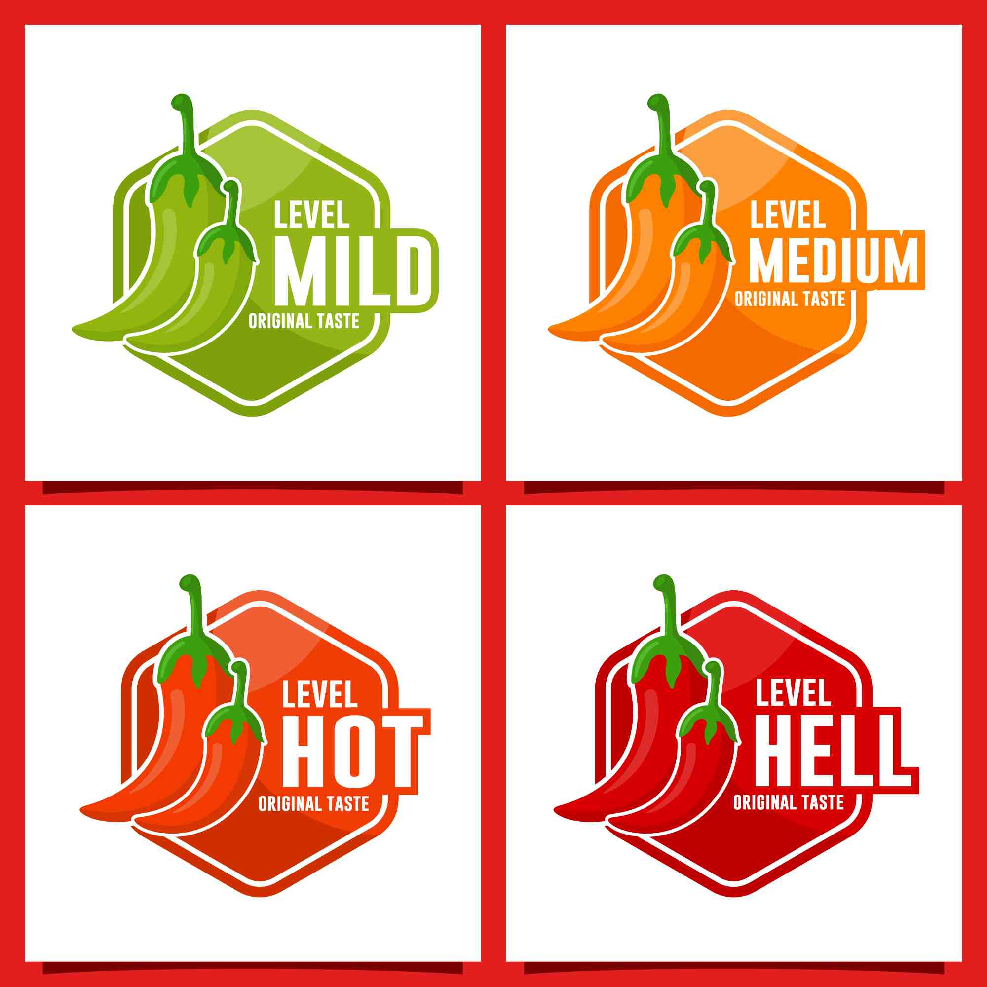 Set Chili peppers label logo design collection - $8 preview image.