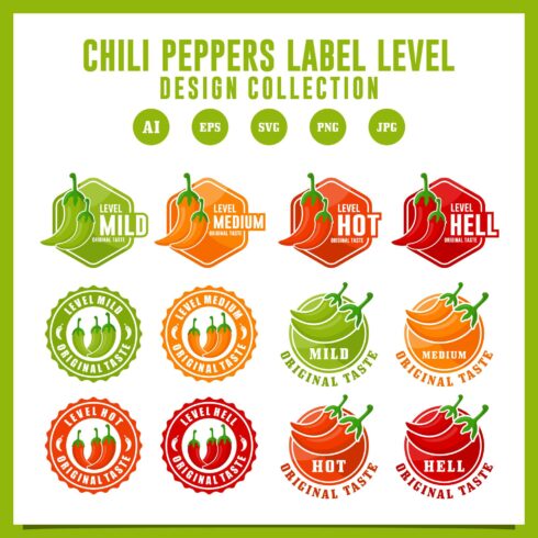 Set Chili peppers label logo design collection - $8 cover image.