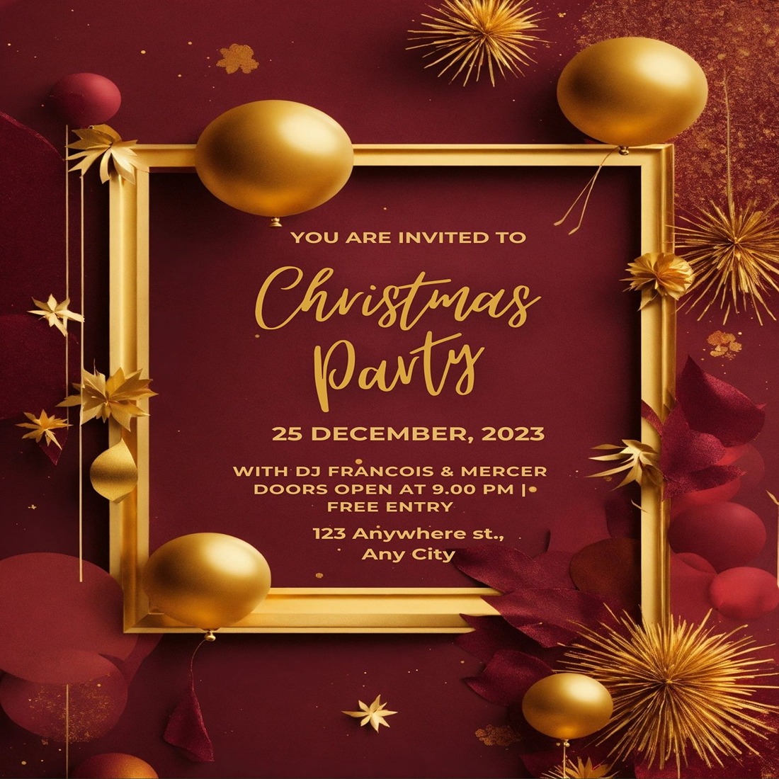 Merry Christmas - Party Invention Card Design Template Total - 08 preview image.