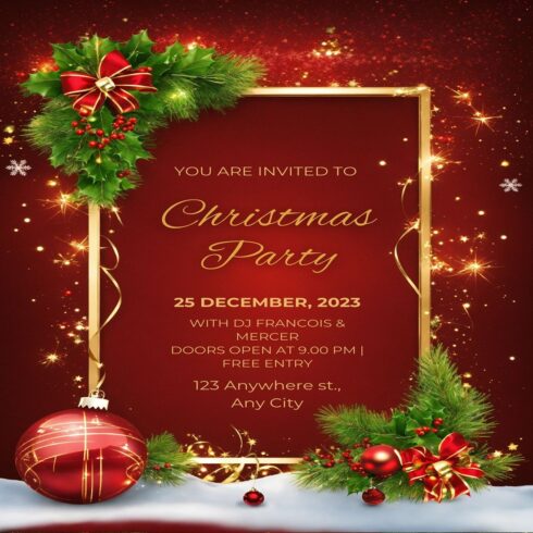 Merry Christmas - Party Invention Card Design Template Total - 08 ...