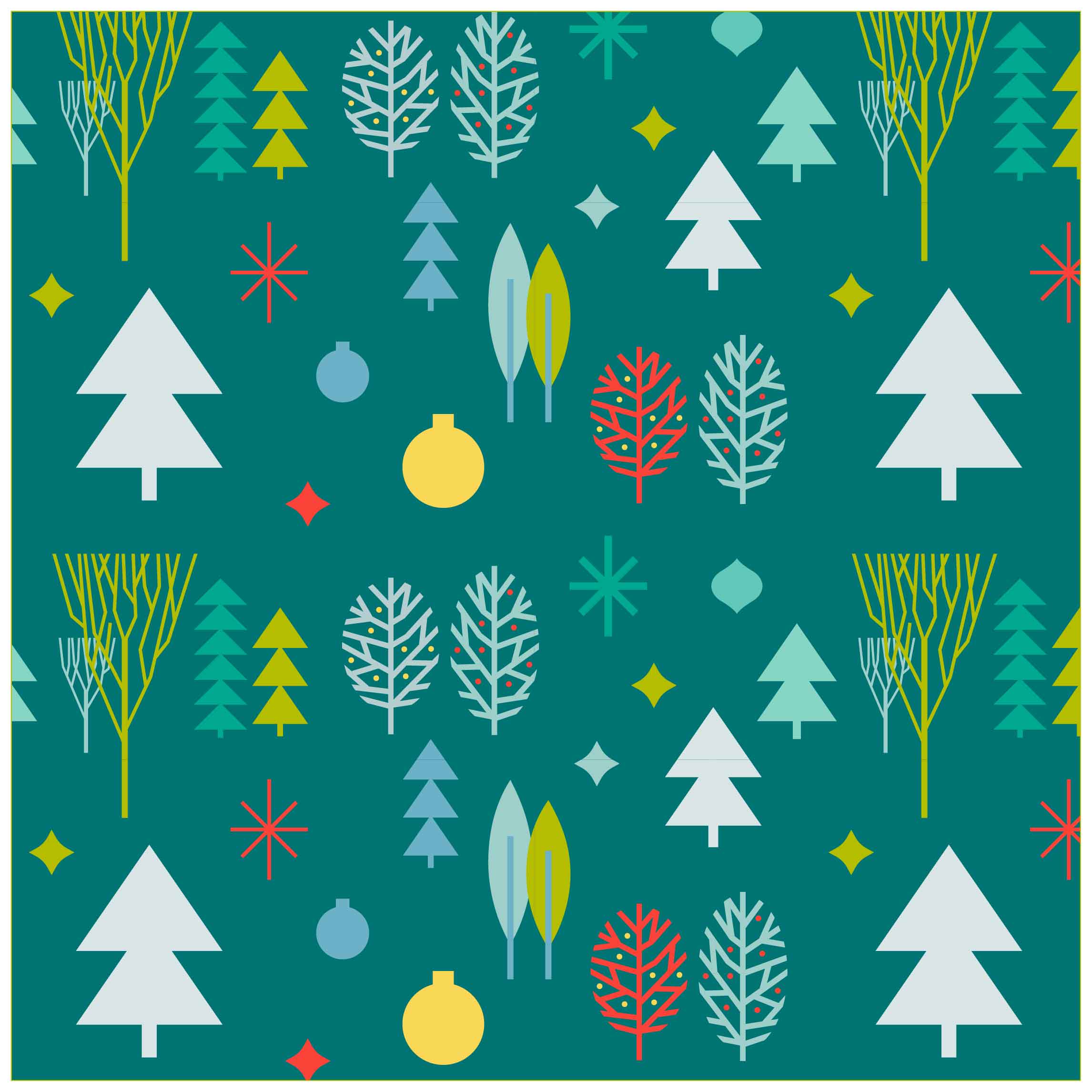 Christmas Tree Geometric Pattern with Christmas elements and icons pinterest preview image.