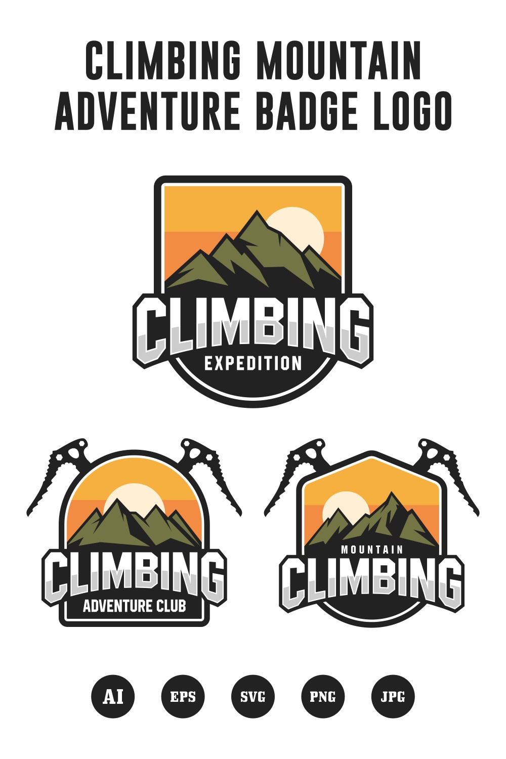 Set Climbing mountain adventure badge design collection - $4 pinterest preview image.