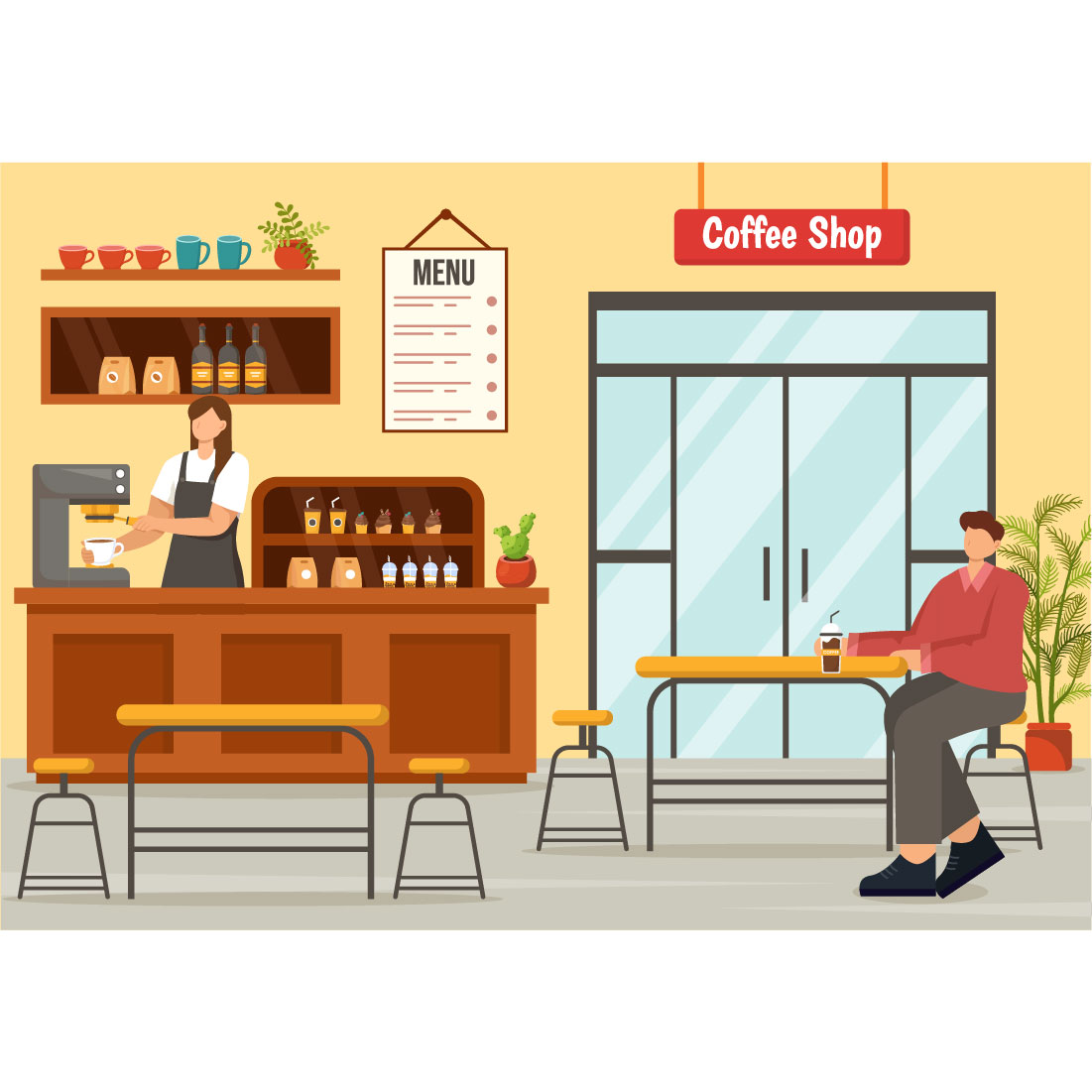 12 Coffee Shop Illustration preview image.