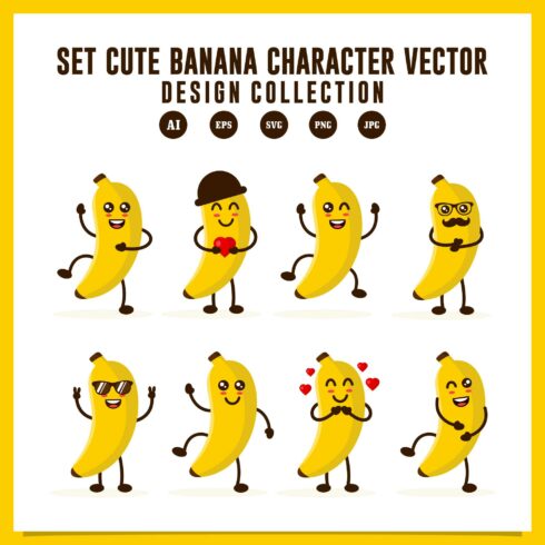 Set Cute Banana character design collection - $4 cover image.