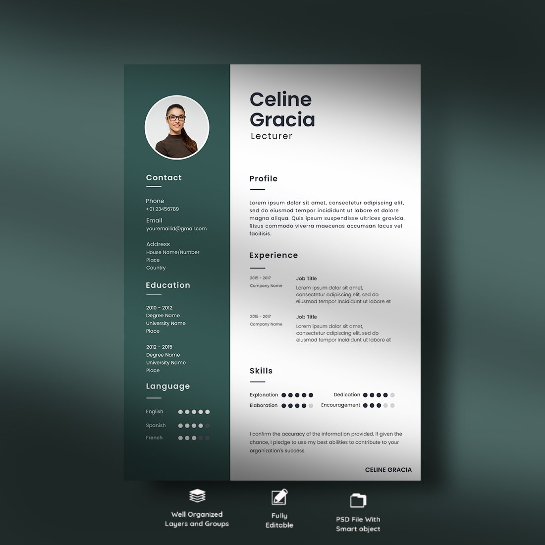CV Resume Template preview image.