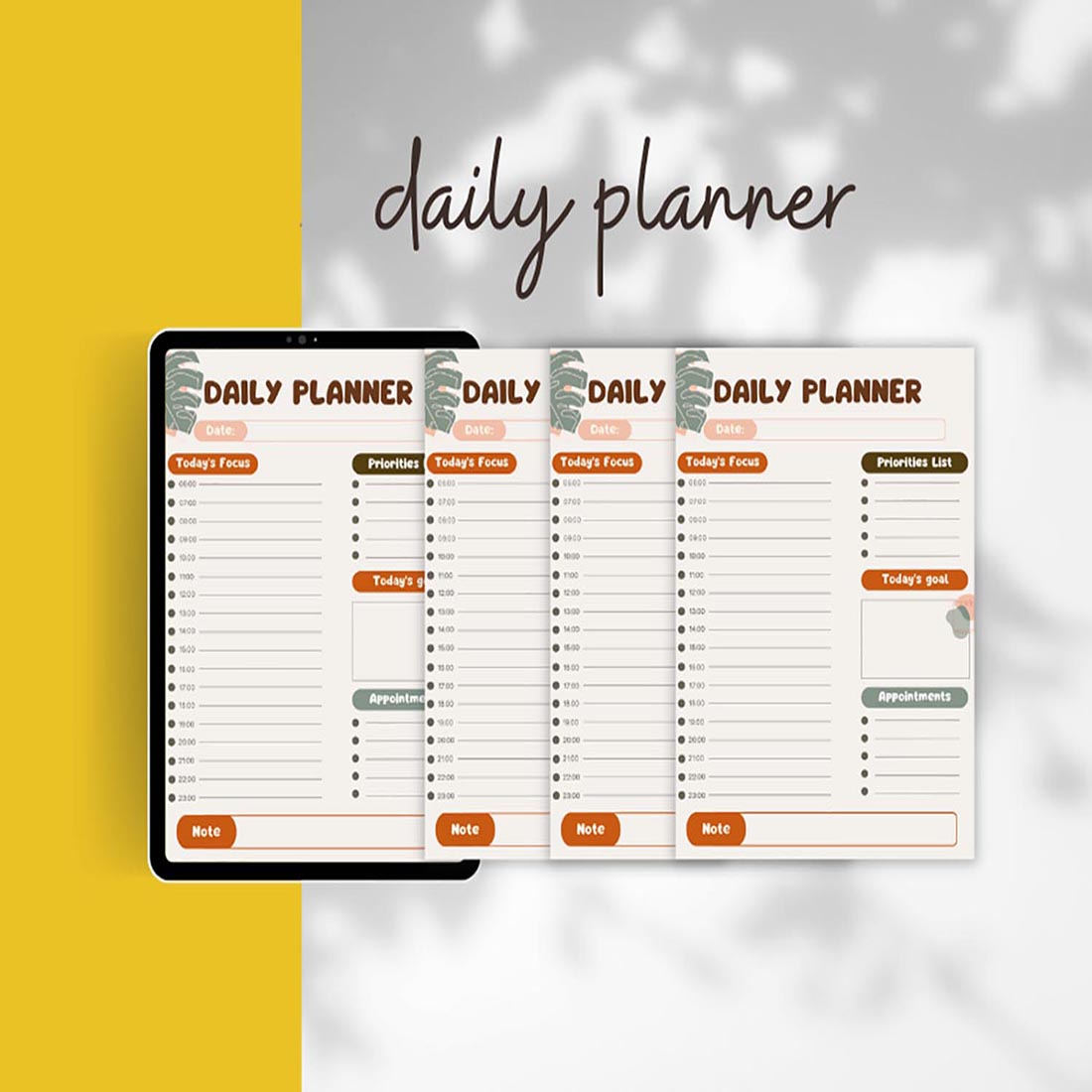 Printable Daily Planner// Template for Canva preview image.