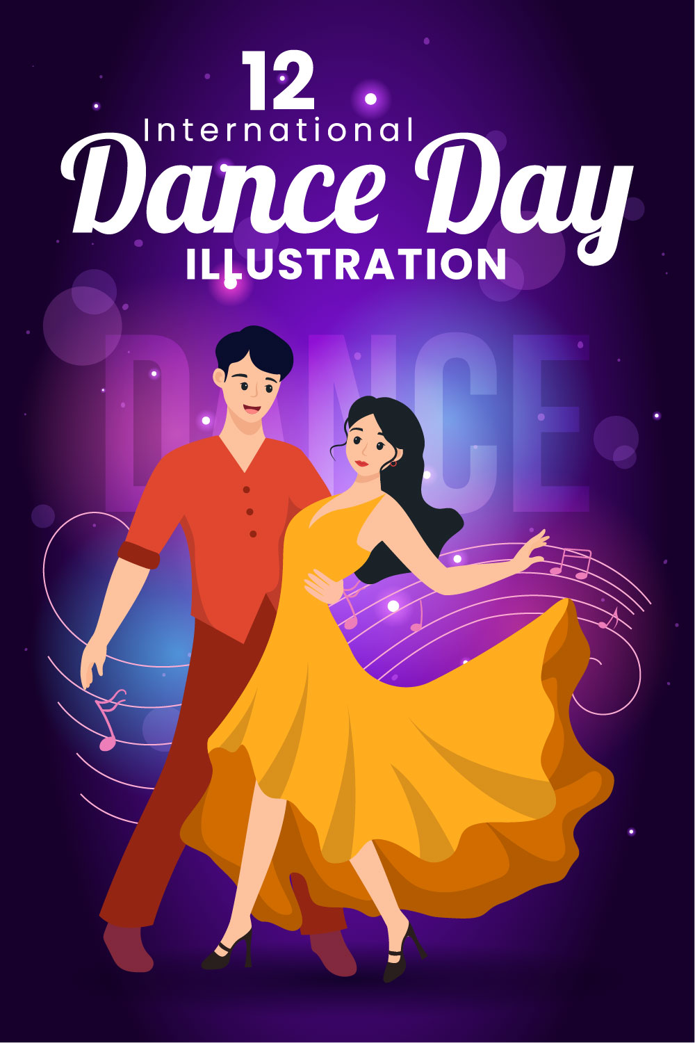 12 International Dance Day Illustration pinterest preview image.