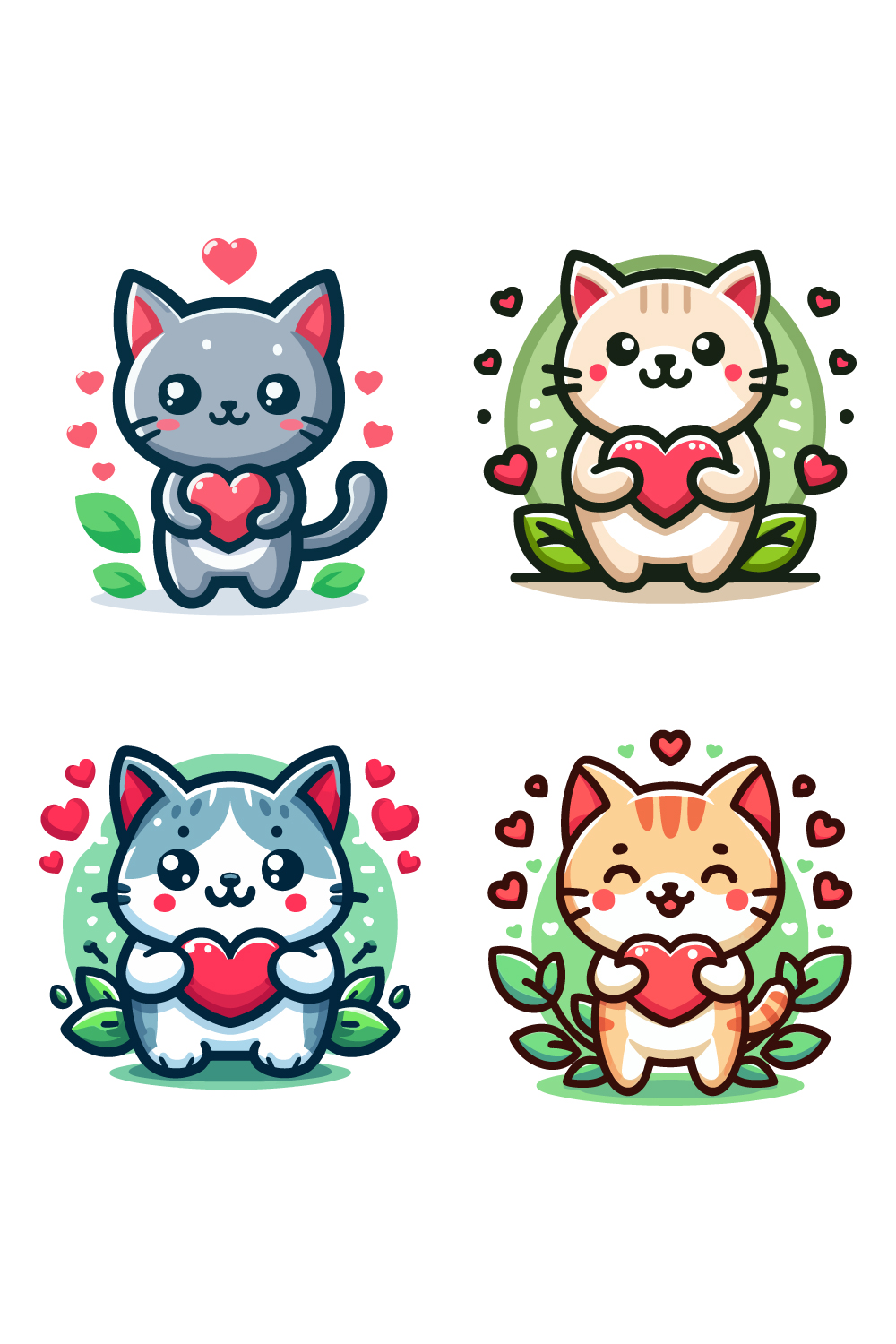 Cute Cat Logos pinterest preview image.