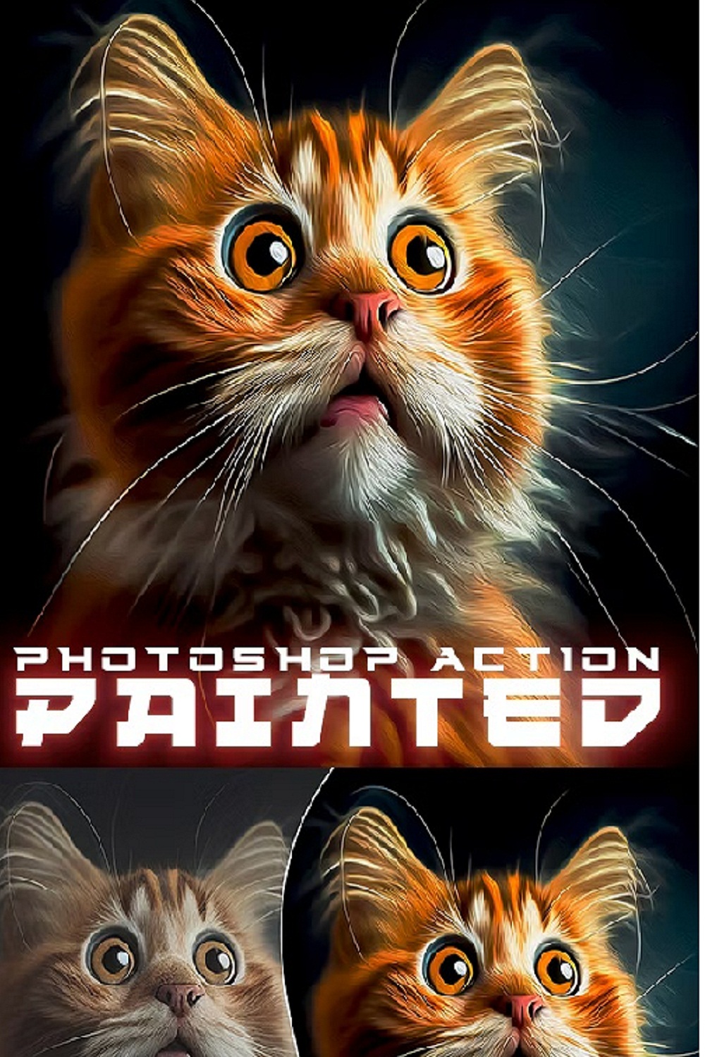 PRO Painted Painting Photoshop Action pinterest preview image.