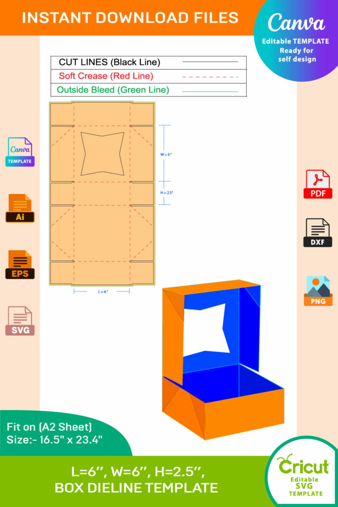 Display Pie Box, Dieline Template, SVG, EPS, PDF, DXF, Ai, PNG, JPEG ...