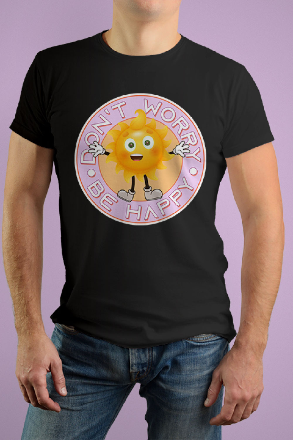 Don't Worry Be Happy T Shirt Design pinterest preview image.