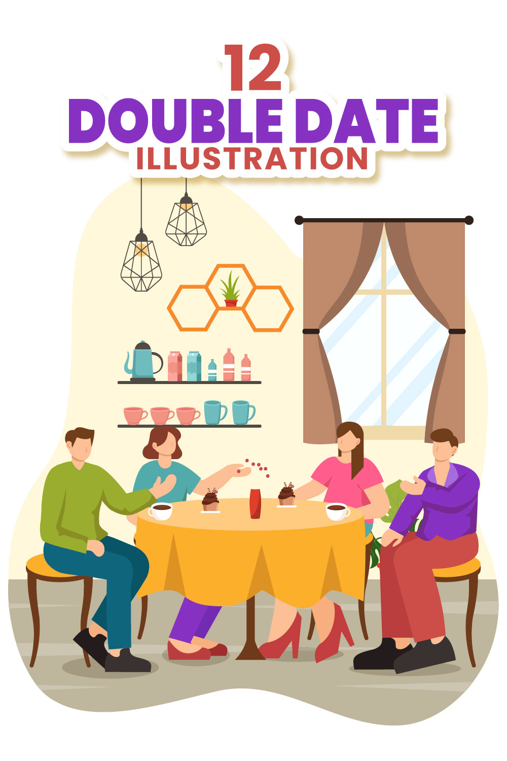 12 Double Date Illustration pinterest preview image.