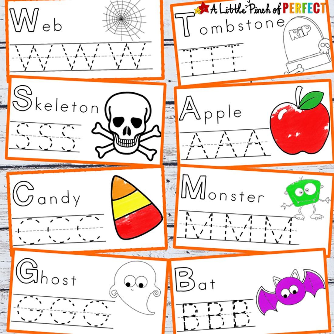 Halloween Handwriting and Coloring Printables for Kids preview image.