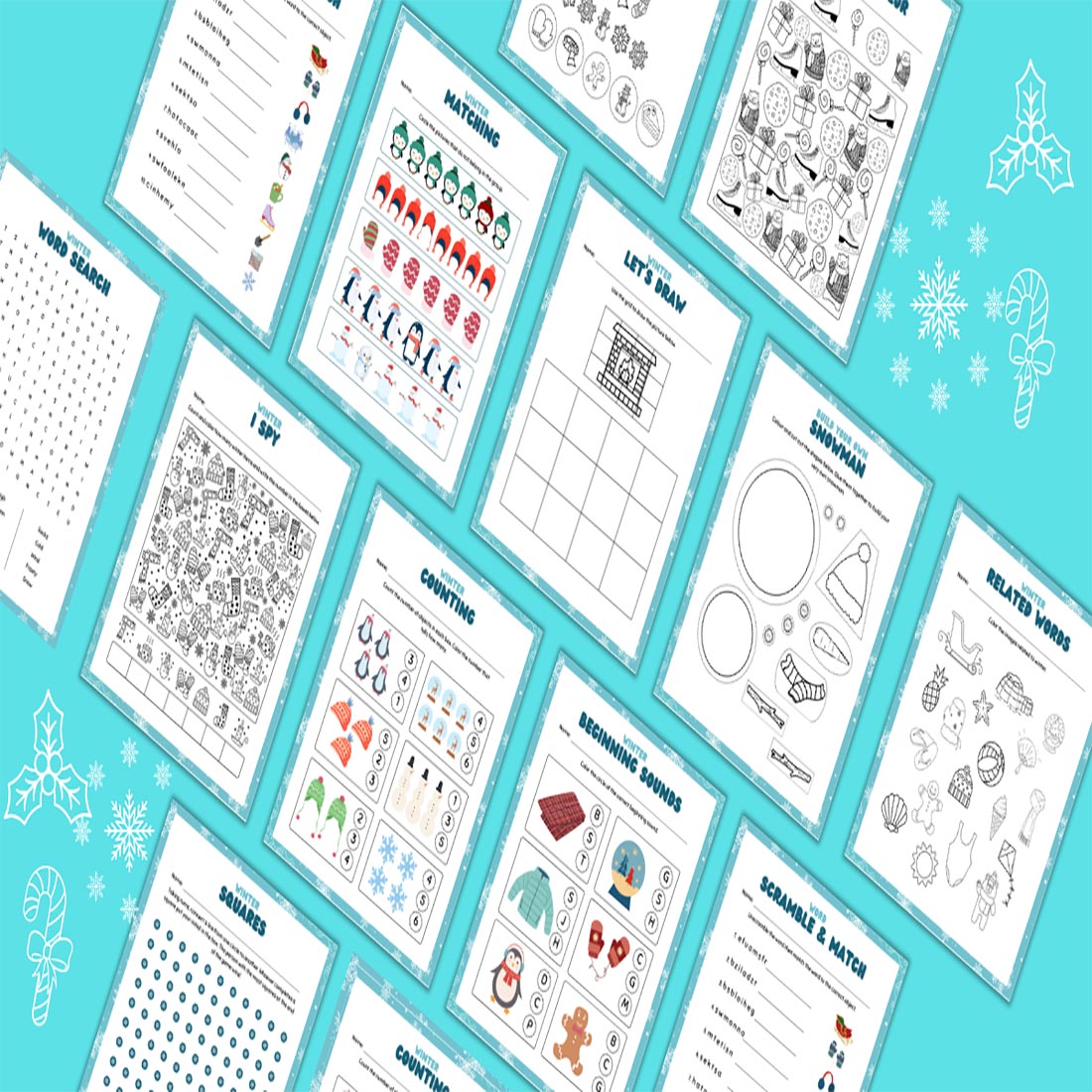 Winter Holidays Activity Pack for Kids (Ages 3-8) preview image.