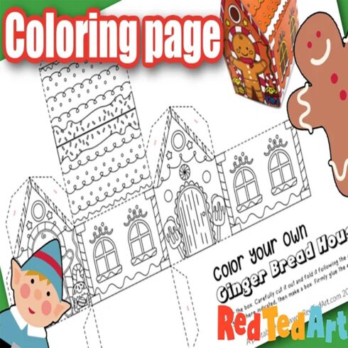 3d Gingerbread House Coloring Page (black & white) cover image.