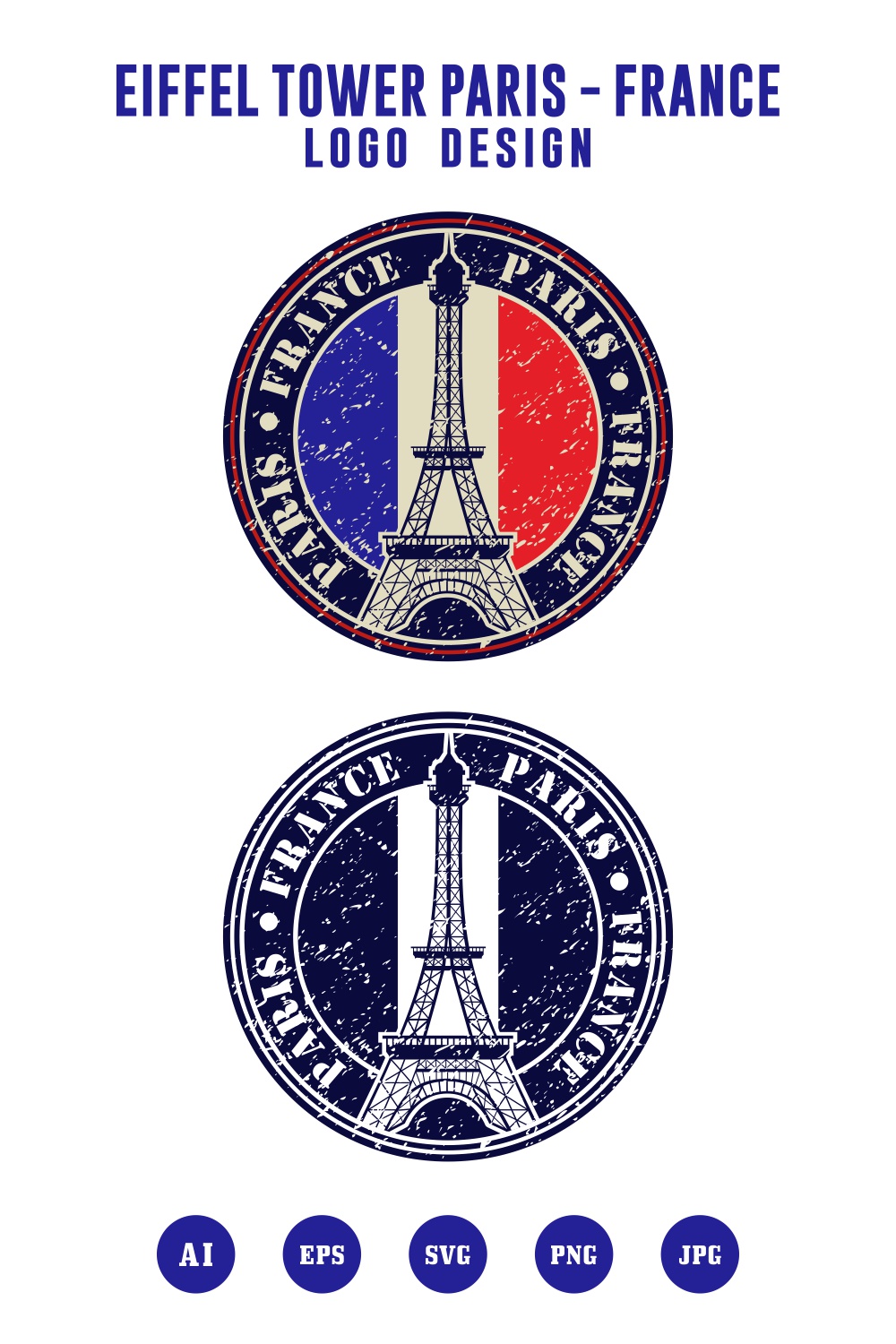 Eiffel tower paris france logo design - $4 pinterest preview image.