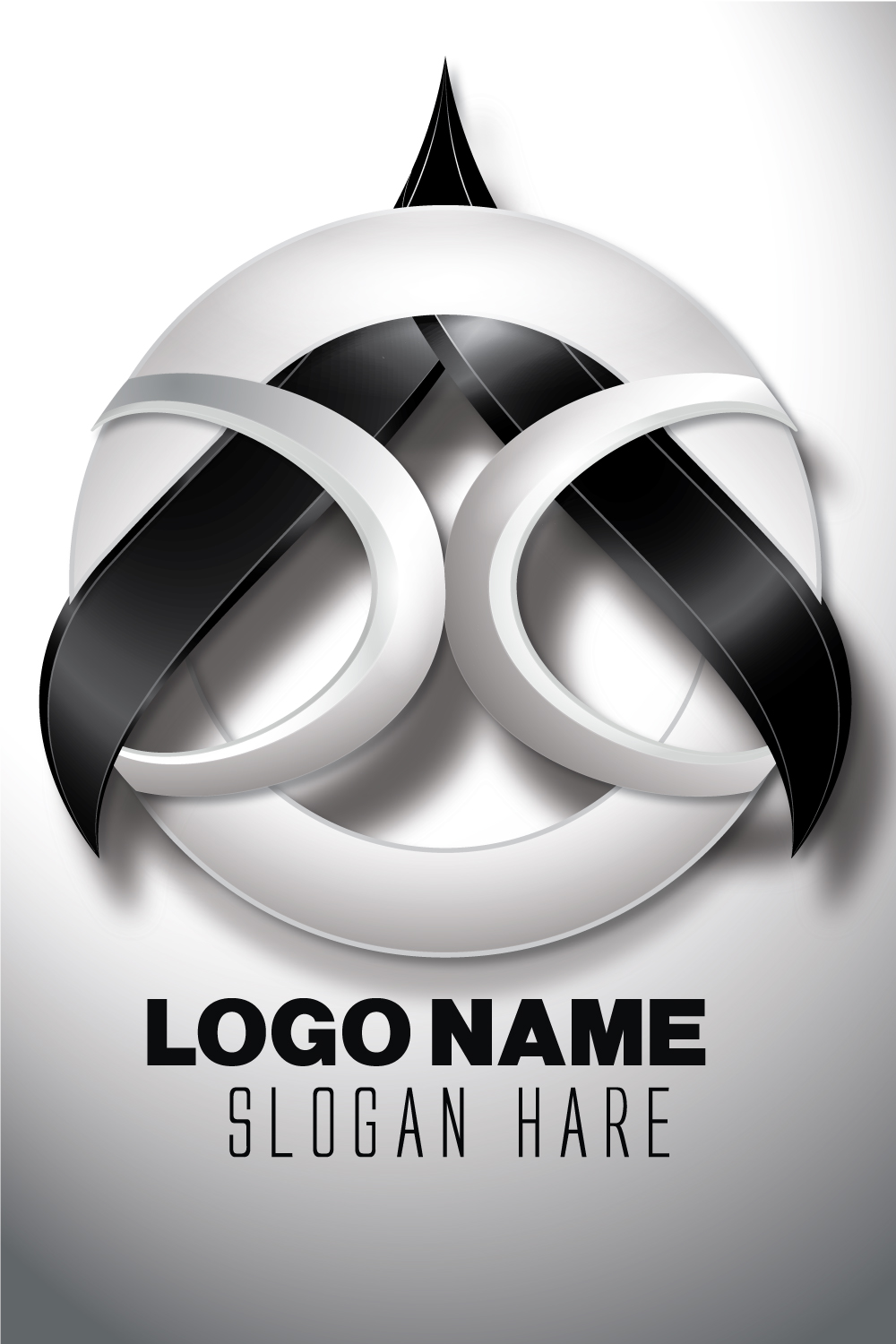 Elegant-3d-silver-and-black-auto-logo-template pinterest preview image.
