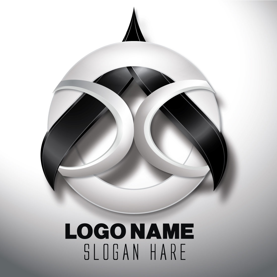 Elegant-3d-silver-and-black-auto-logo-template preview image.