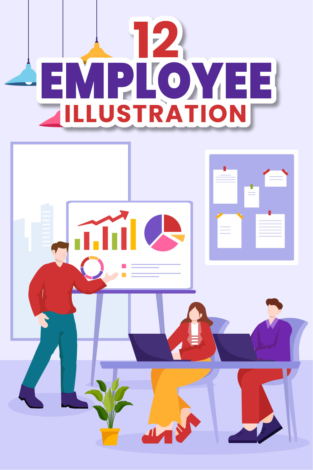 12 Employee Business Illustration pinterest preview image.