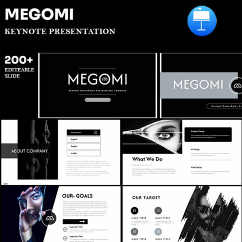 Megomi Keynote Presentation Template cover image.