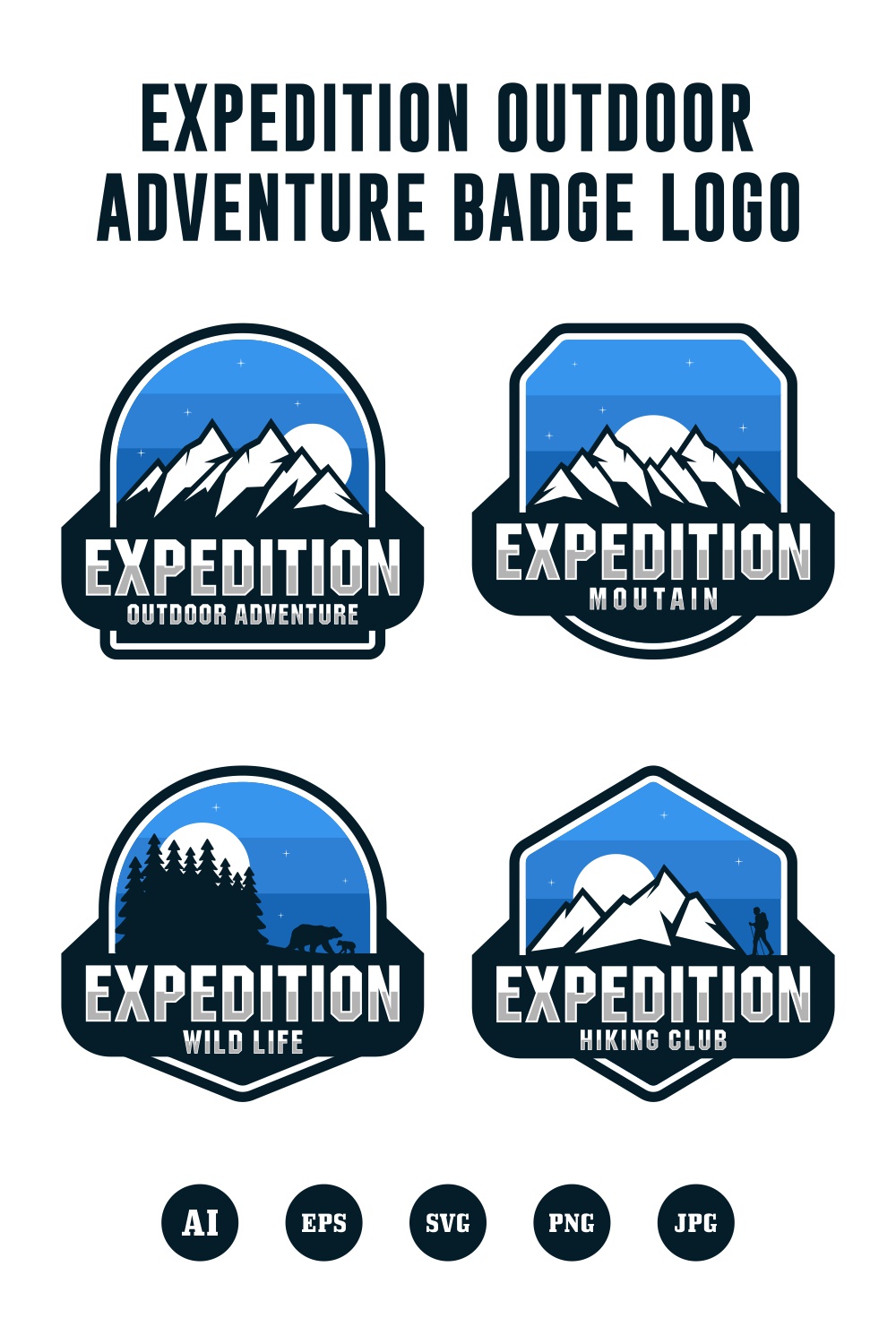Set Expedition outdoor adventure badge design collection - $4 pinterest preview image.